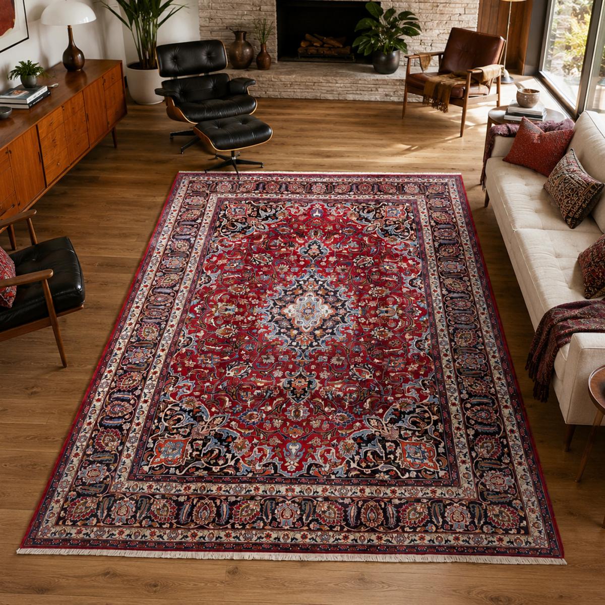 Tapis d'orient au motif oriental, artisanal noué main, MASHAD 1 — vue 3