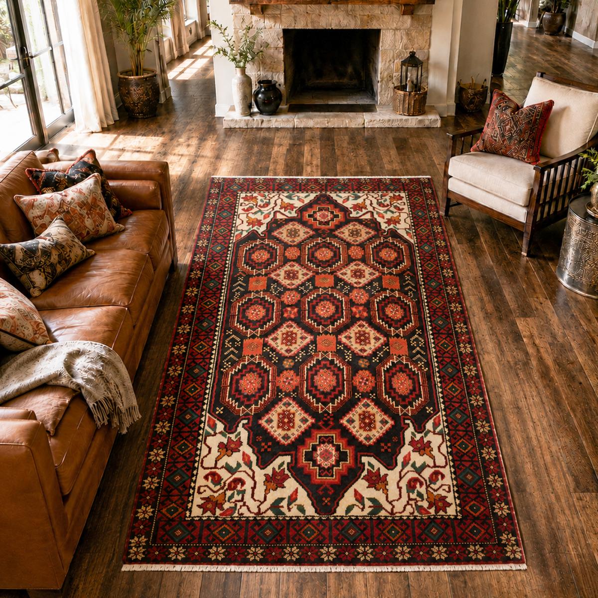 Tapis d'orient, motif oriental artisanal, noué main, BALUTSCH 4 — vue 3