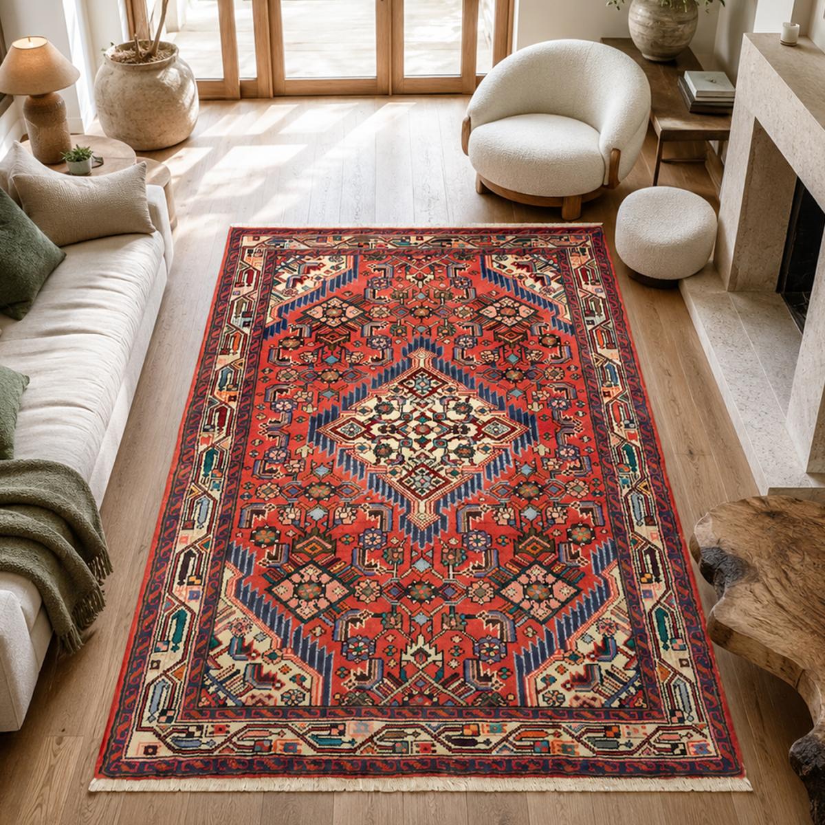 Tapis d'orient au motif oriental, noué main en laine, HAMADAN 25 — vue 3
