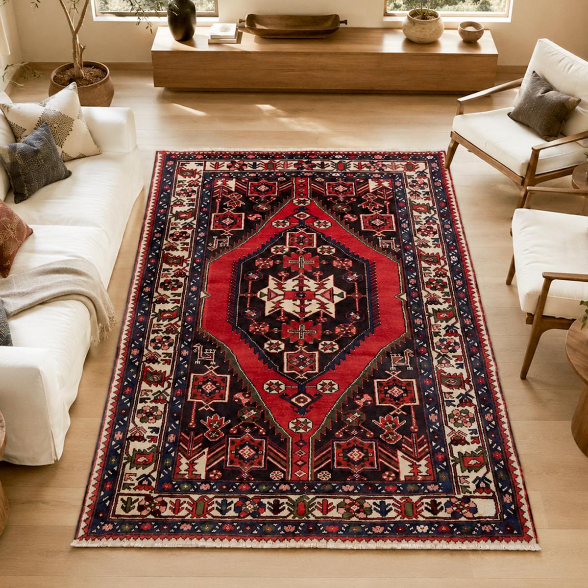 Tapis d'orient oriental, noué main en laine, HAMADAN 27 — vue 3