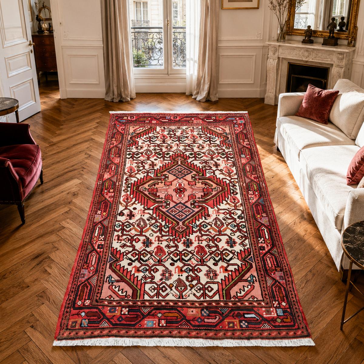 Tapis d'orient, motif oriental artisanal, noué main, HAMADAN 30 — vue 3