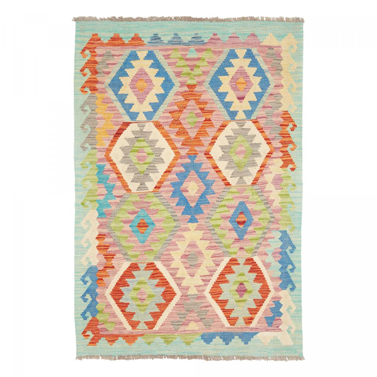 Tapis kilim au motif ethnique, tissé plat authentique, KILIM 43