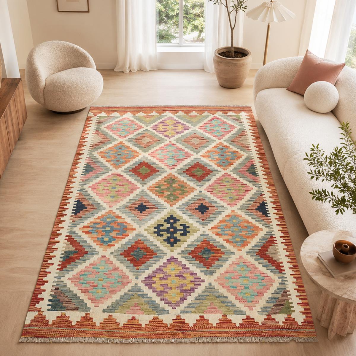 Tapis kilim au motif géométrique, tissage plat, KILIM 44 — vue 3