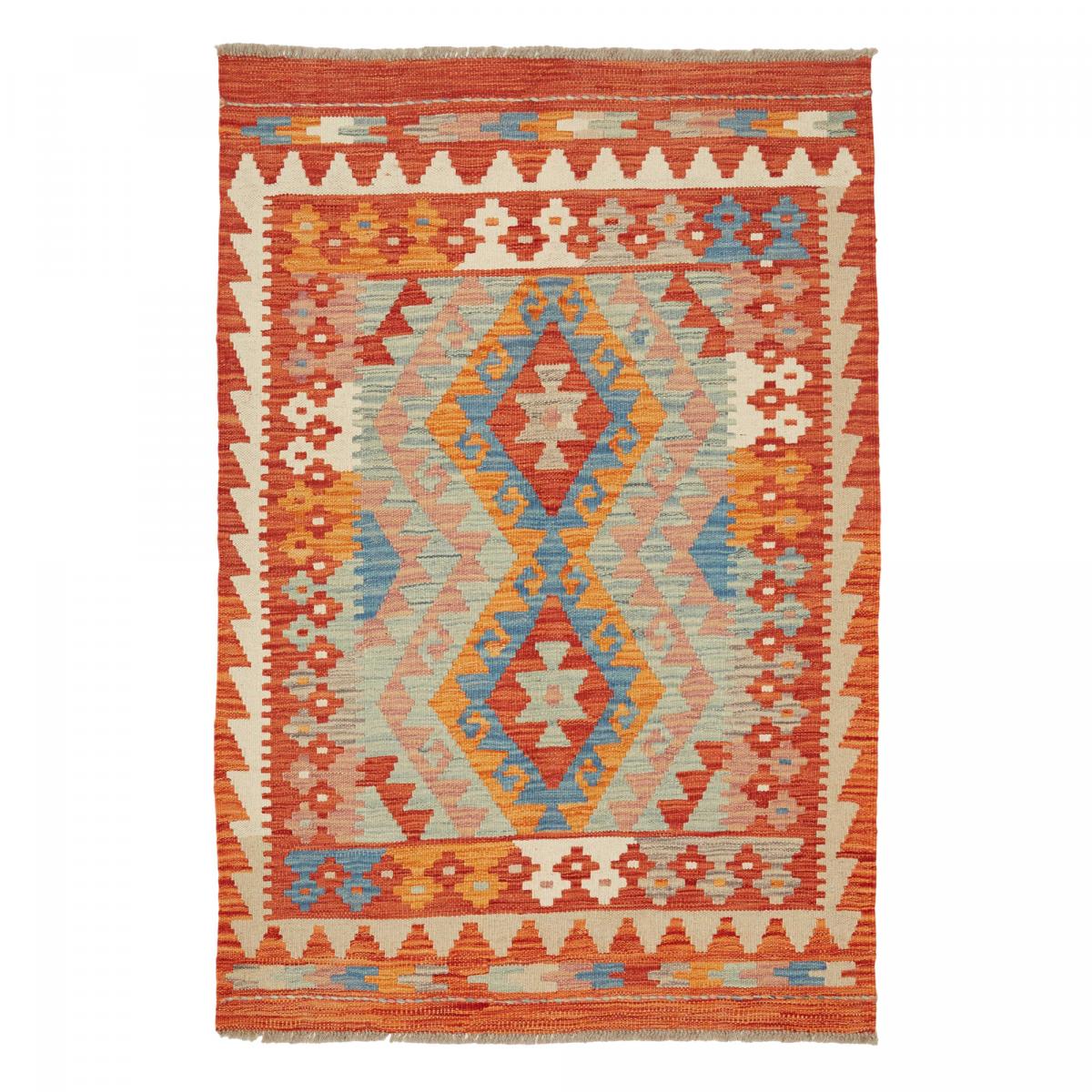 Tapis kilim au motif ethnique, tissé plat artisanal, KILIM 45