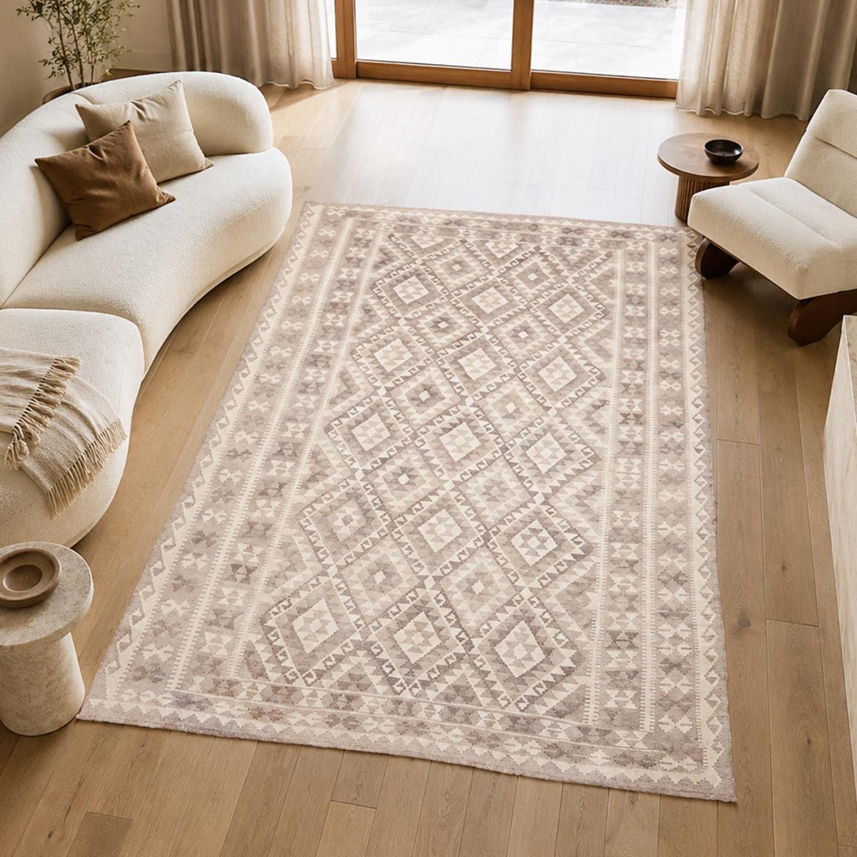Tapis kilim géométrique, tissé à plat en laine, KILIM 47 — vue 3