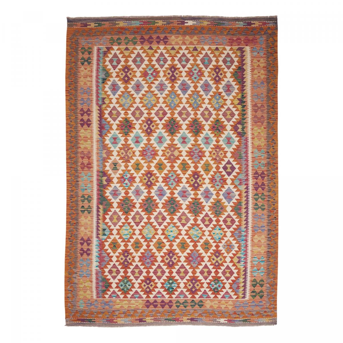 Tapis kilim géométrique, tissé plat authentique, laine, KILIM 51