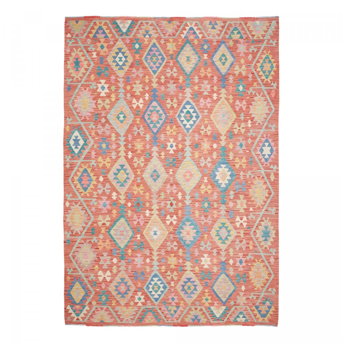 Tapis kilim, motif géométrique tissé plat en laine, KILIM 53