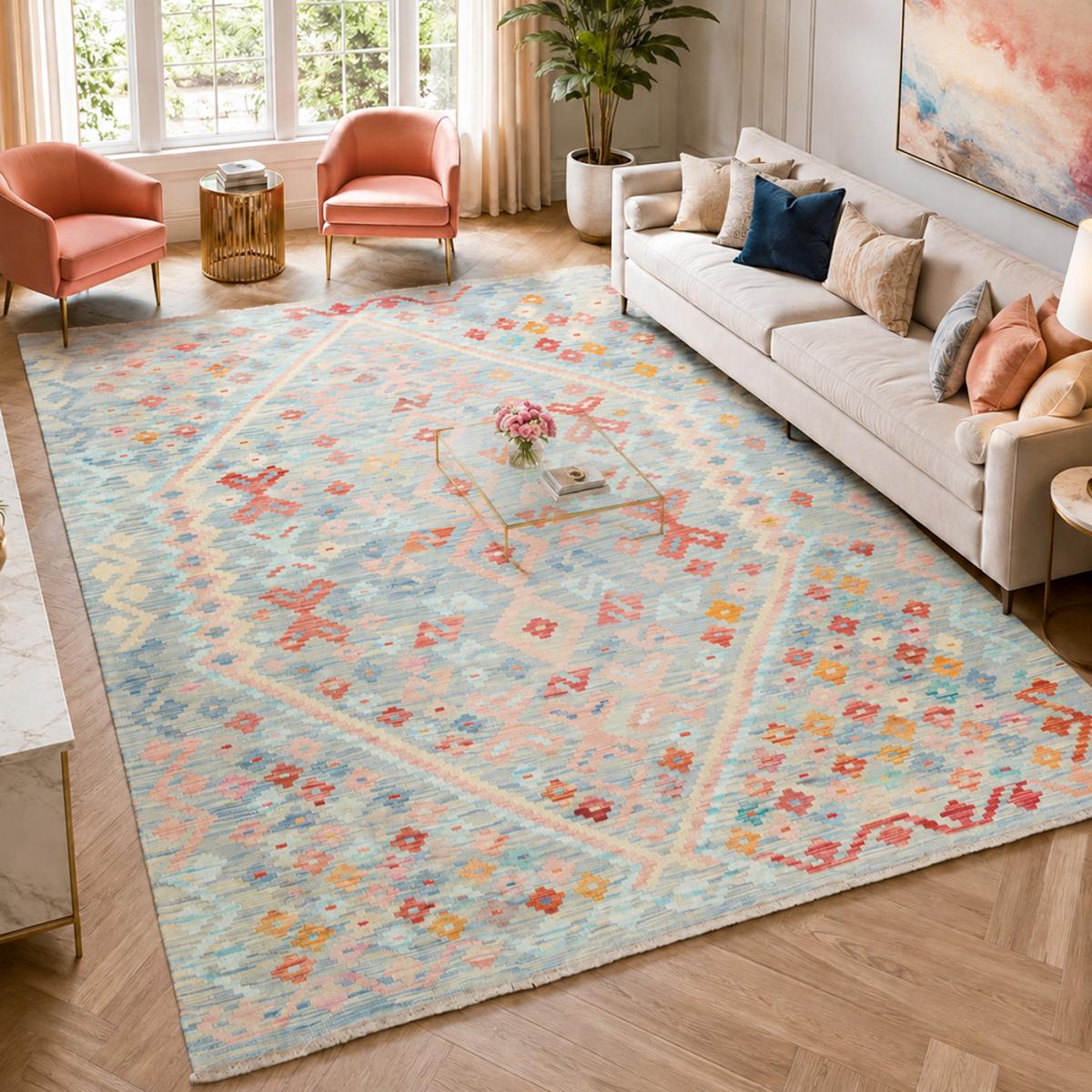 Tapis kilim, motif ethnique authentique, tissé plat KILIM 59 — vue 3