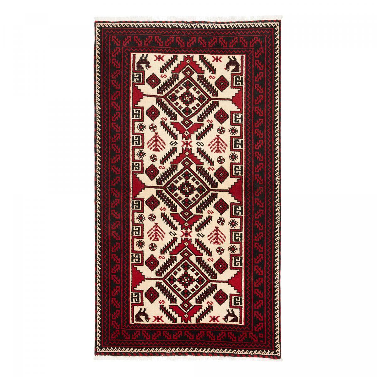 Tapis salon au motif géométrique, noué main en laine, BALUTSCH 7