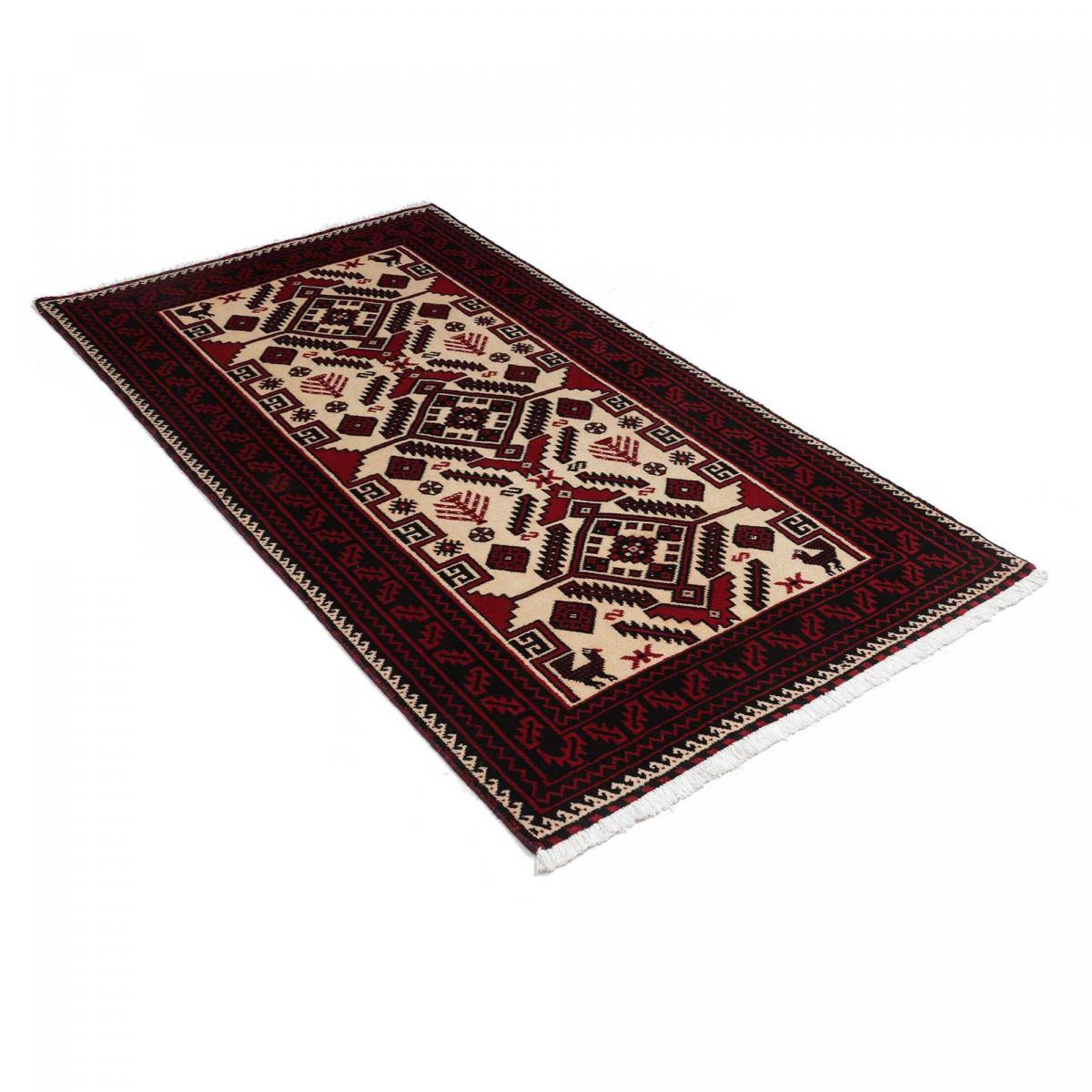 Tapis salon au motif géométrique, noué main en laine, BALUTSCH 7 — vue 4