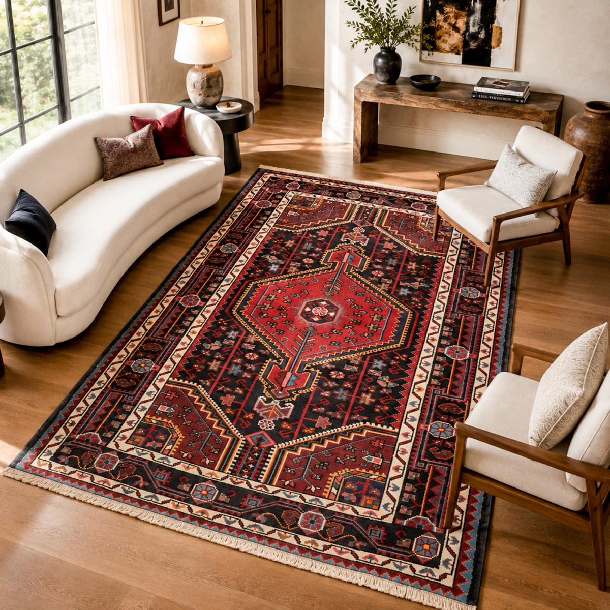 Tapis d'orient au motif oriental, noué main, HAMADAN 35 — vue 3