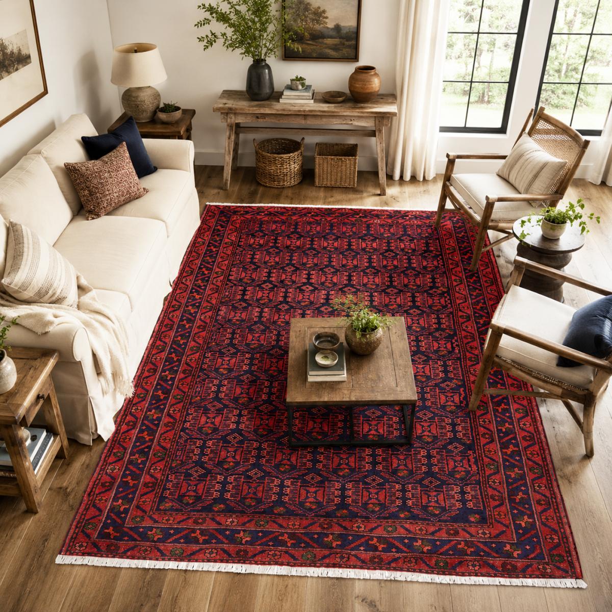 Tapis d'orient au motif oriental, noué main en laine, HAMADAN 37 — vue 3
