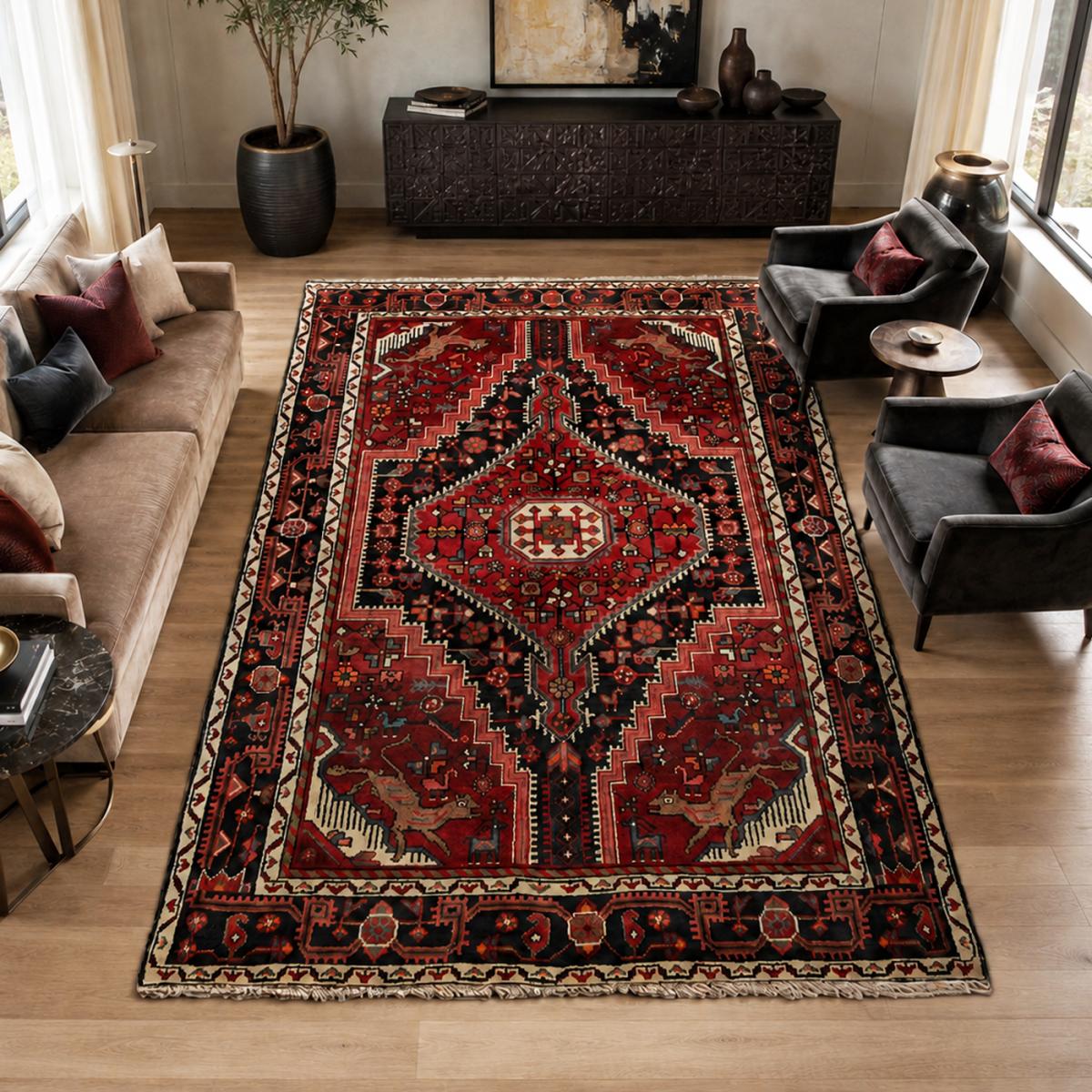 Tapis d'orient au motif oriental, noué main, HAMADAN 38 — vue 3