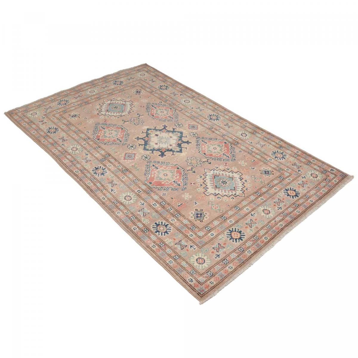 Tapis salon géométrique noué main, authentique en laine naturelle — vue 4