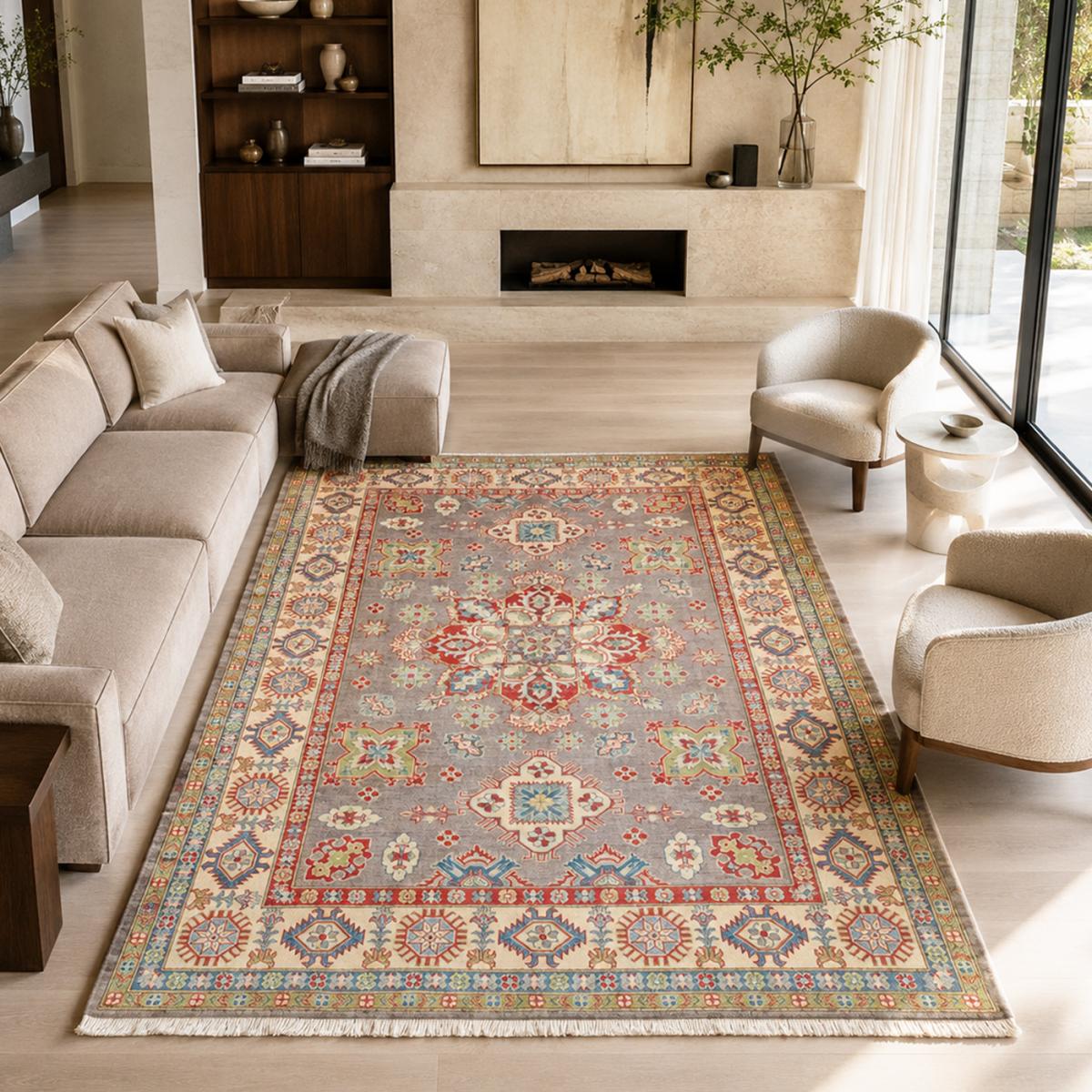 Tapis salon traditionnel, noué main en laine, KAZAK CO 65 — vue 3