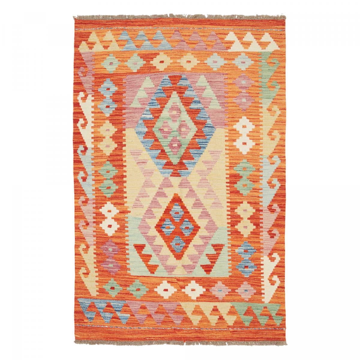 Tapis kilim au motif ethnique, artisanal, tissé plat en laine
