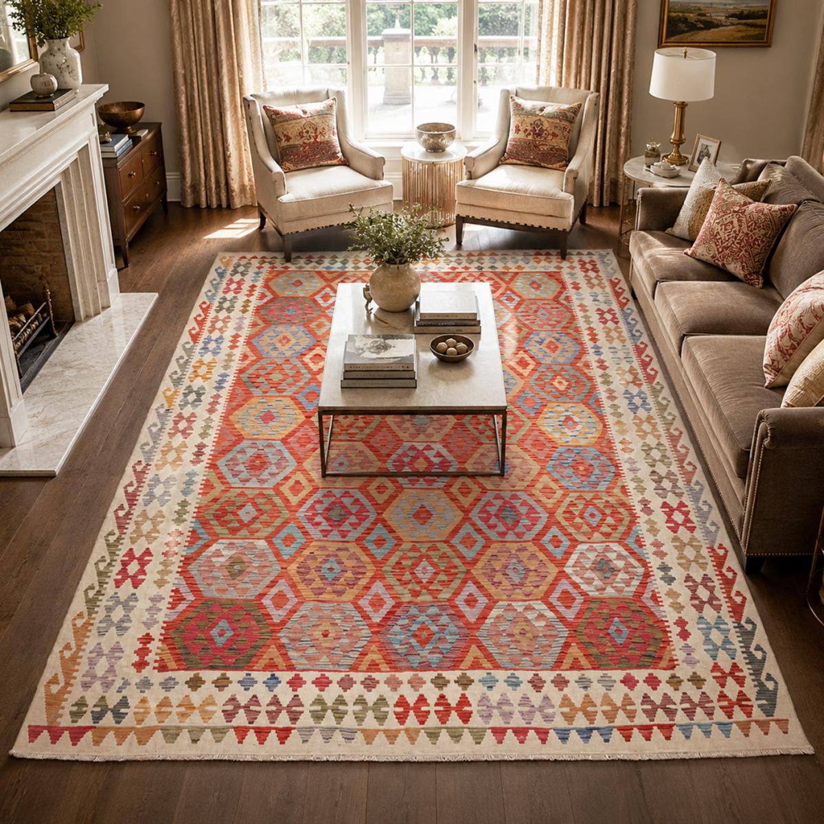 Tapis kilim, motif géométrique, tissé plat en laine, KILIM 71 — vue 3