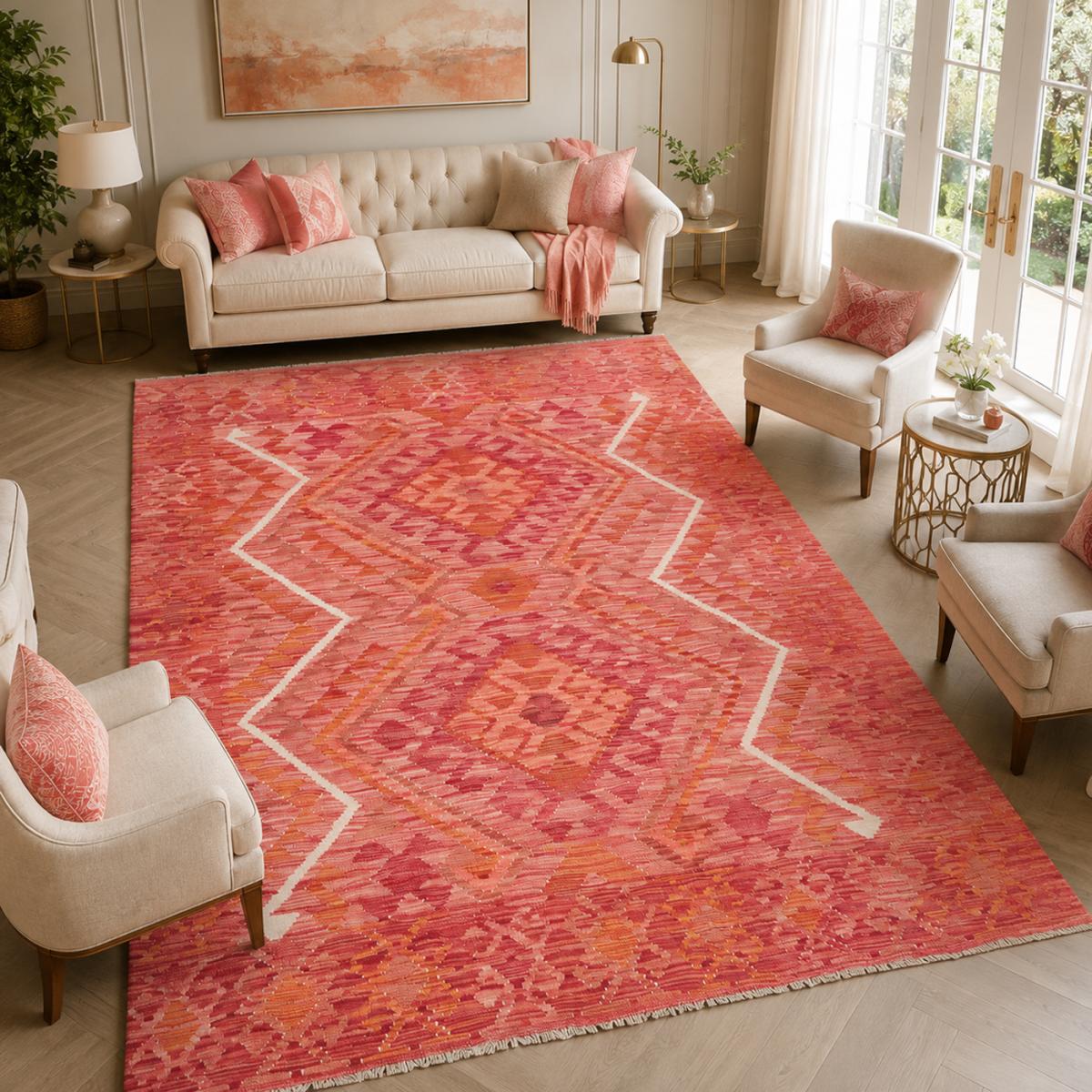 Tapis kilim géométrique, tissé plat en laine, KILIM 77 — vue 3