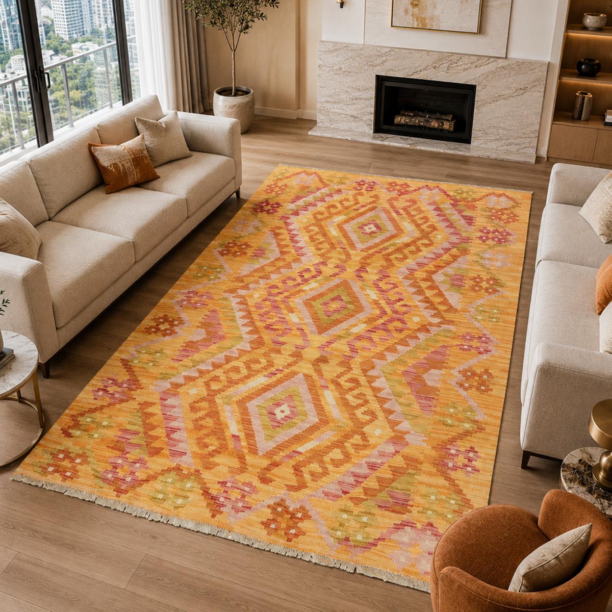 Tapis kilim ethnique, tissage plat artisanal, KILIM 78 — vue 3