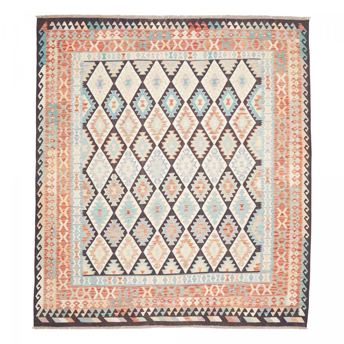 Tapis kilim ethnique, tissé plat en laine naturelle, artisanal