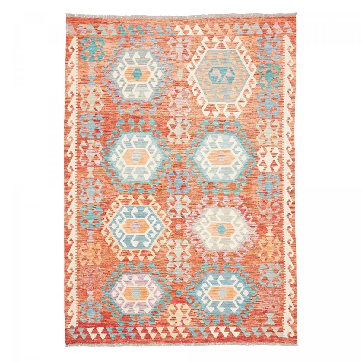 Tapis kilim, motif ethnique, tissage plat artisanal, KILIM 82