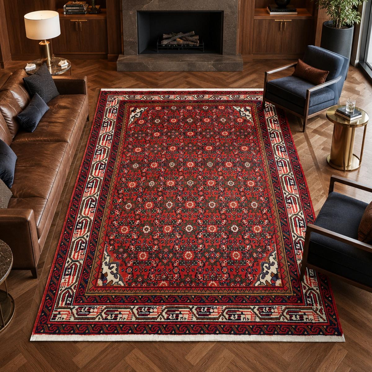 Tapis d'orient au motif oriental, noué main en laine, HAMADAN 43 — vue 3