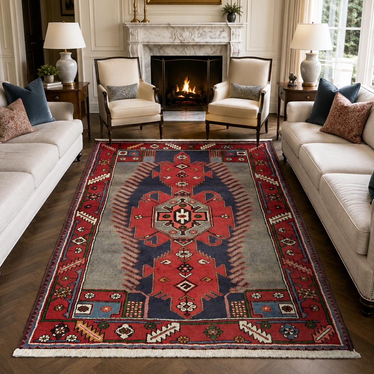 Tapis d'orient oriental, noué main en laine, HAMADAN 46 — vue 3