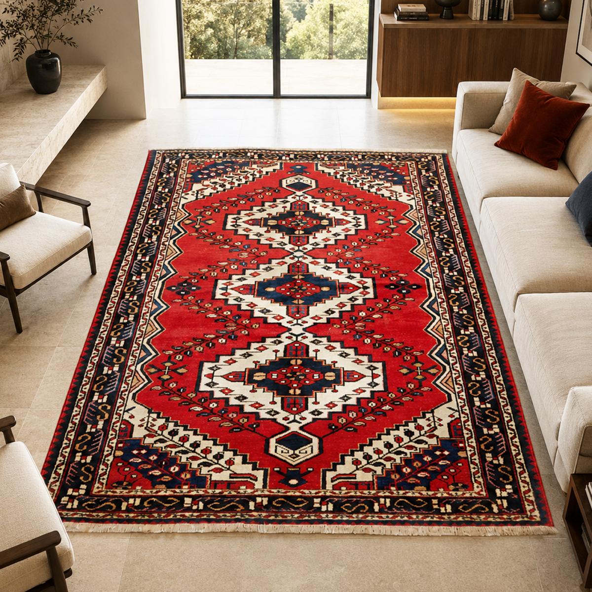 Tapis d'orient, motif oriental artisanal, noué main en laine — vue 3