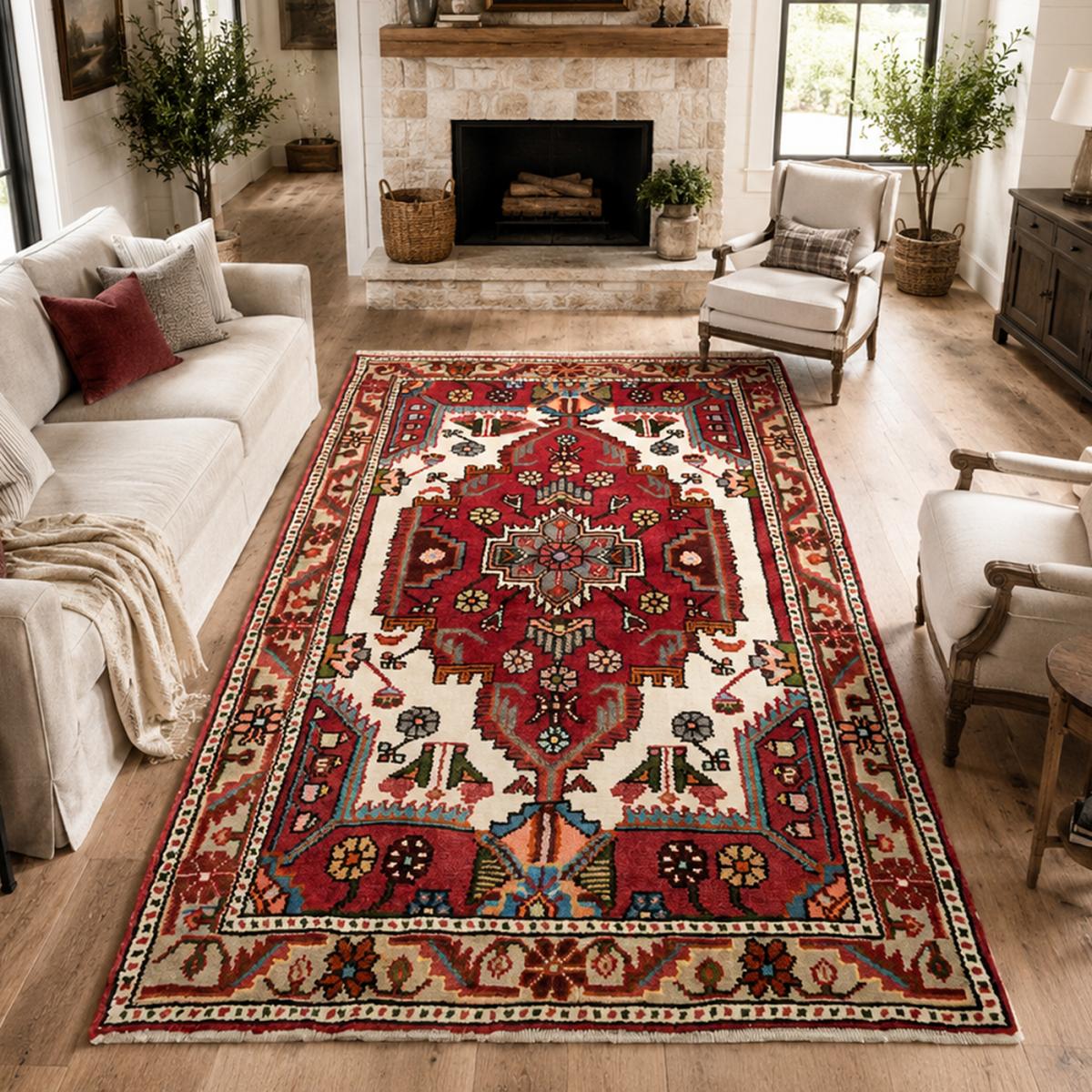 Tapis d'orient oriental, noué main en laine, HAMADAN 49 — vue 3