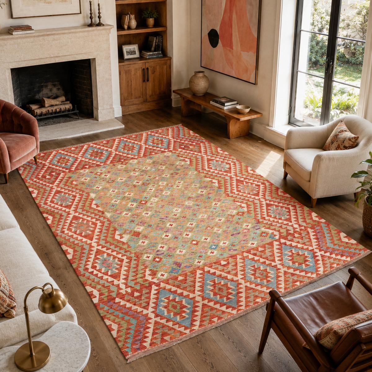 Tapis kilim à motif ethnique, tissé plat en laine, KILIM 84 — vue 3