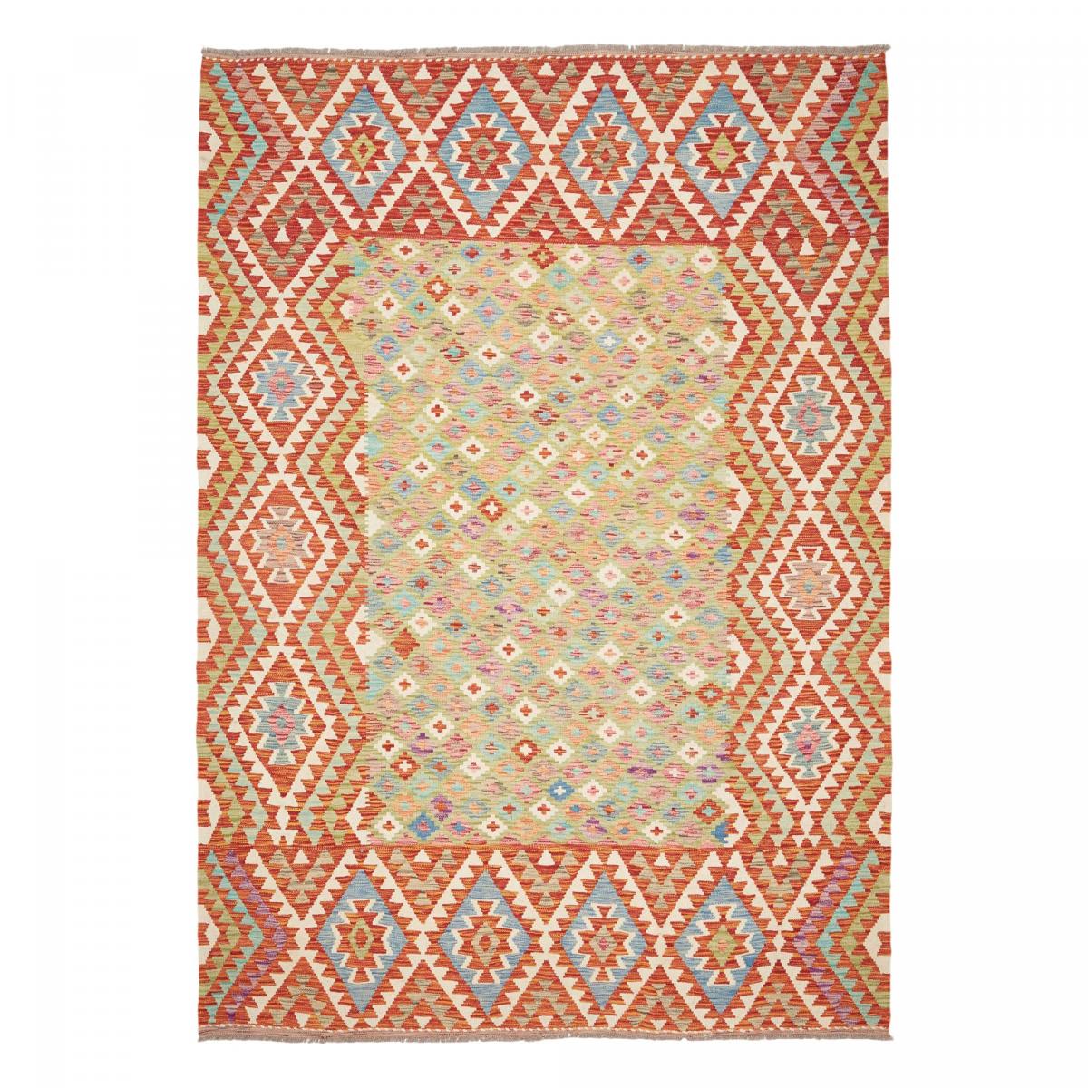 Tapis kilim à motif ethnique, tissé plat en laine, KILIM 84