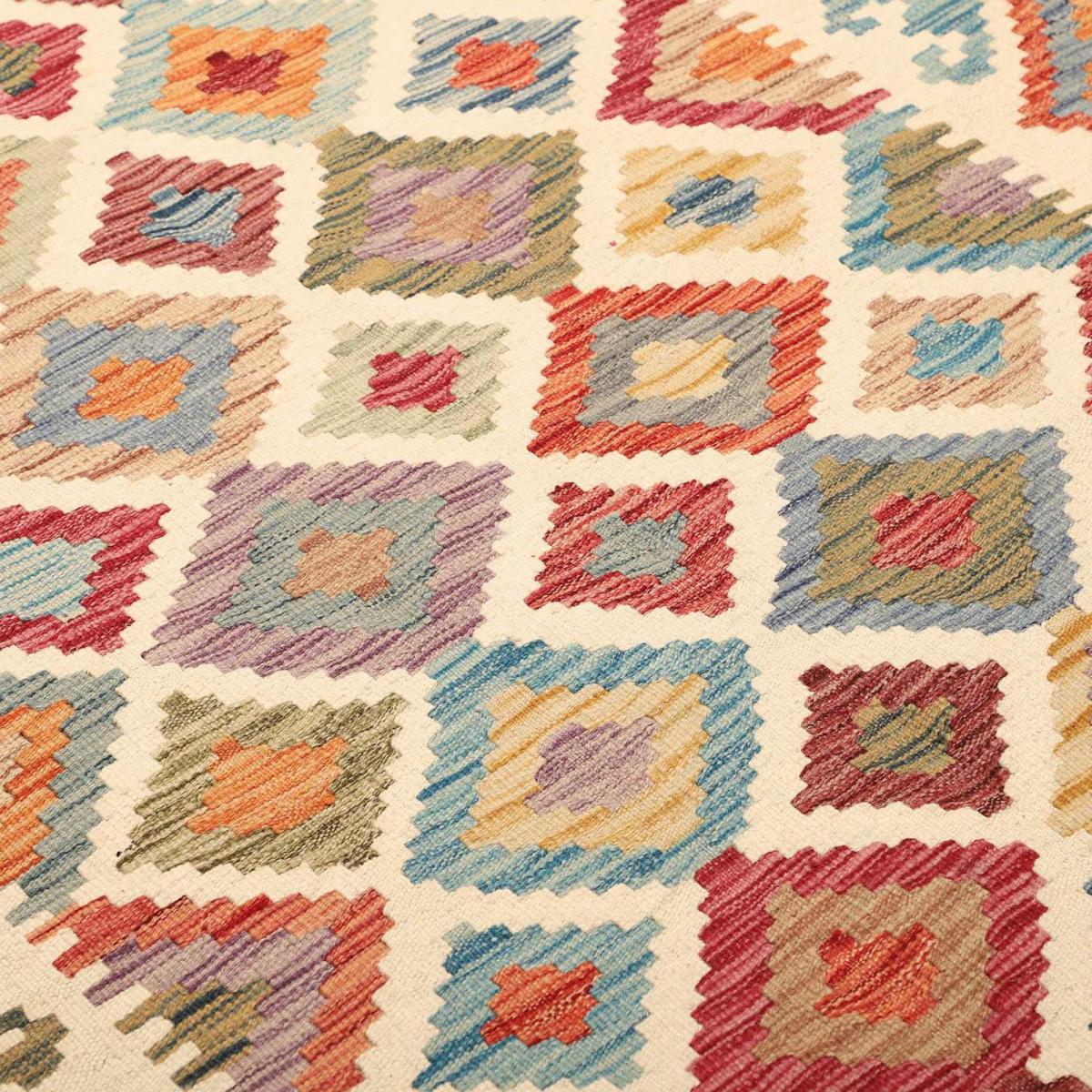 Tapis kilim géométrique, tissé plat en laine naturelle, KILIM 90 — vue 5