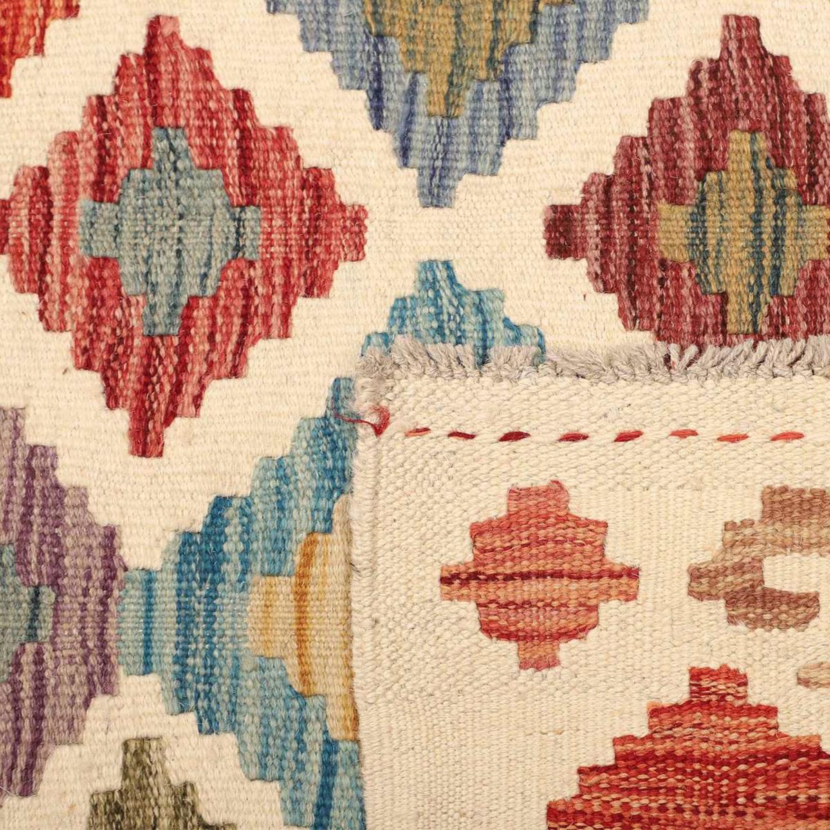 Tapis kilim géométrique, tissé plat en laine naturelle, KILIM 90 — vue 6