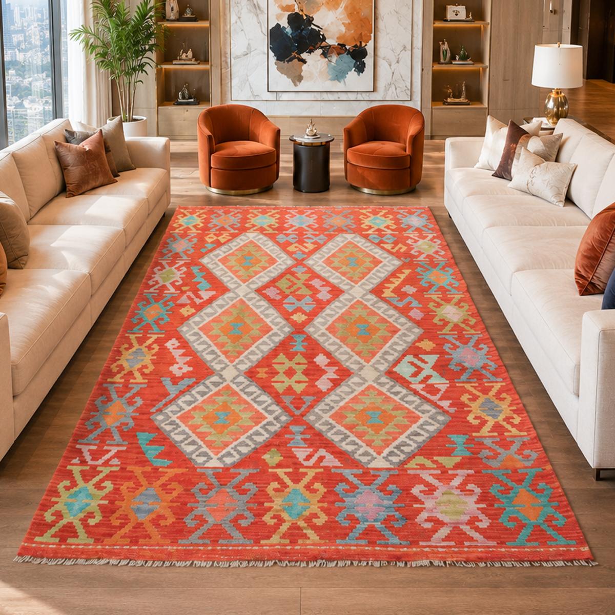 Tapis kilim ethnique, tissé plat authentique, KILIM 96 — vue 3