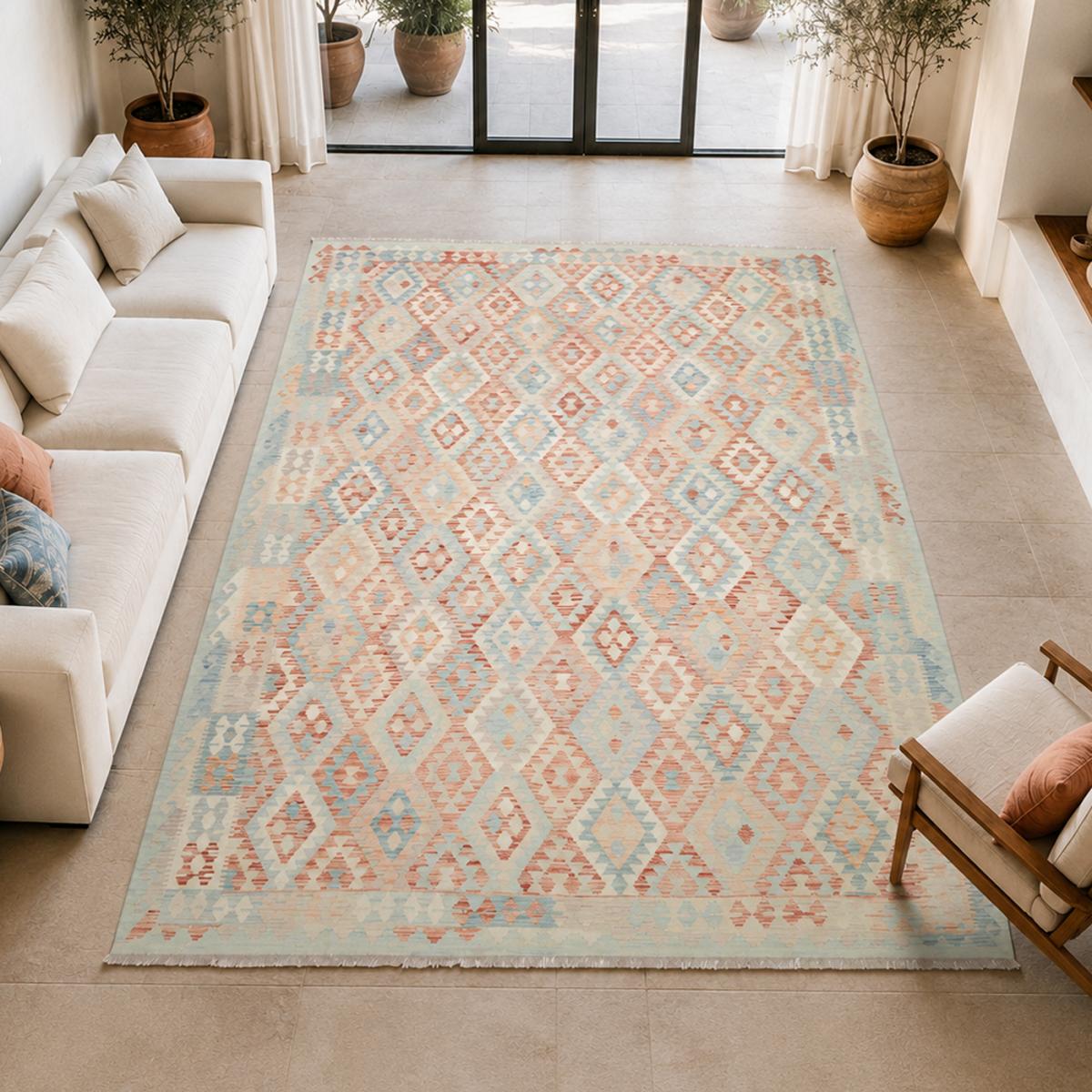 Tapis kilim géométrique, tissé plat artisanal, KILIM 101 — vue 3