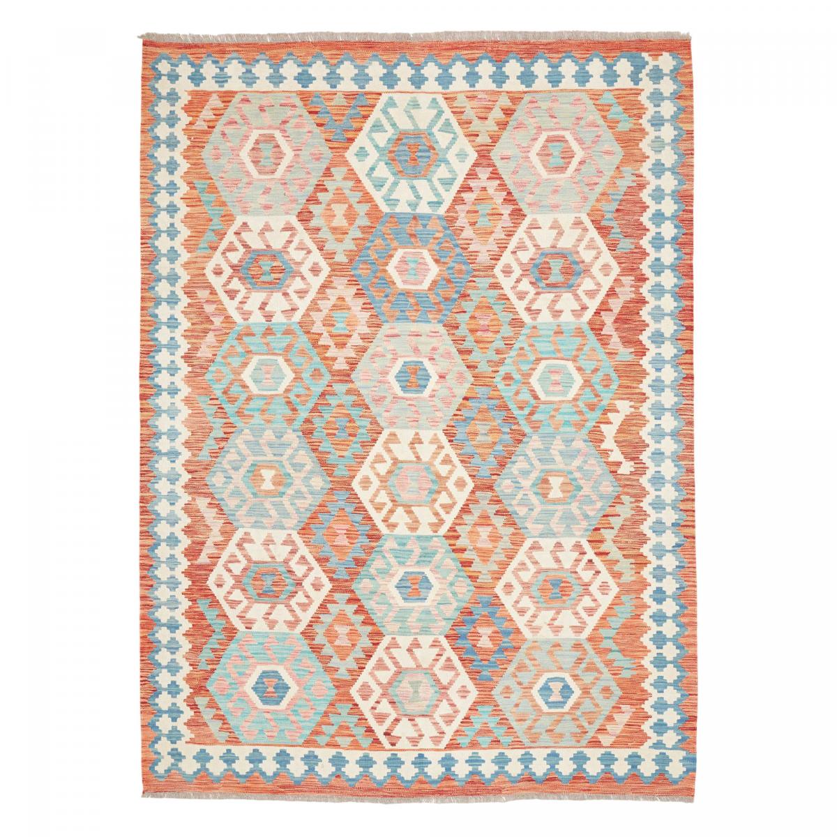 Tapis kilim géométrique, tissé plat artisanal, KILIM 102