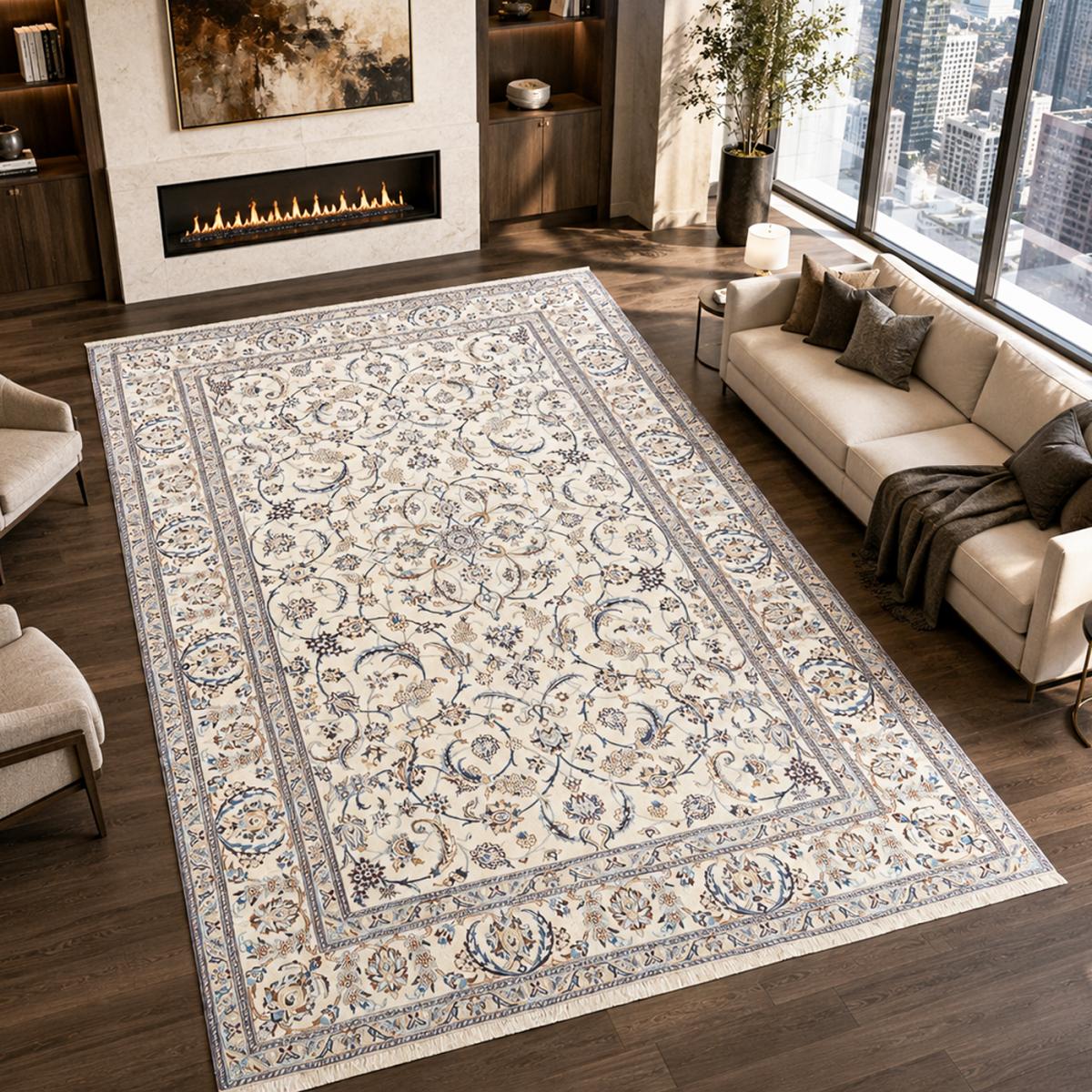 Tapis d'orient oriental, noué main, laine et soie, NAIN 9LA 38 — vue 3
