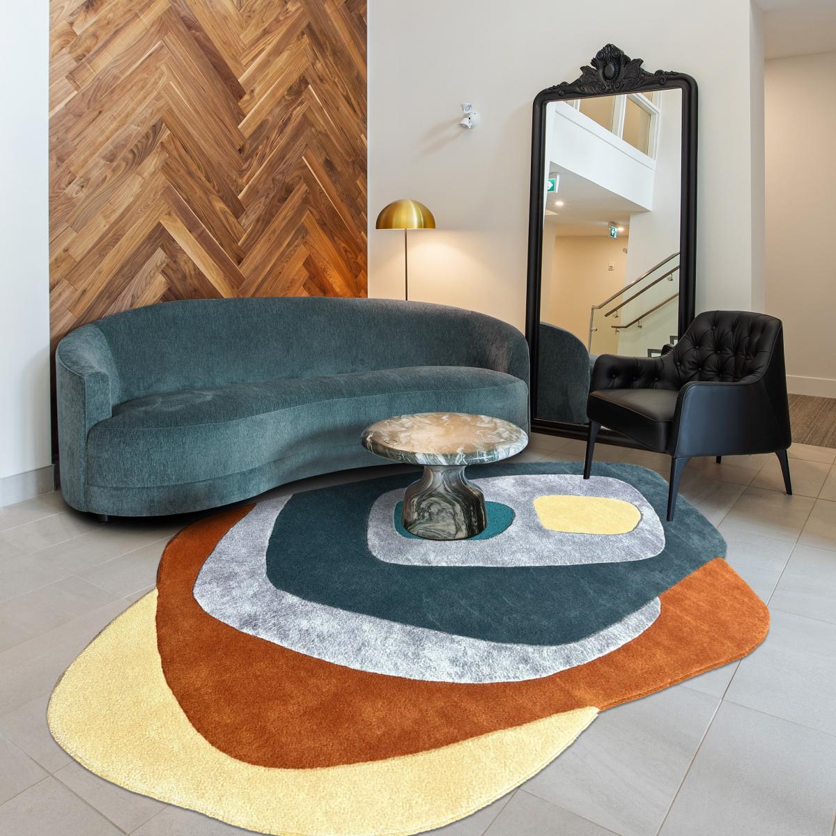 Tapis salon CIRCLAR , tapis en laine et viscose pour un aspect doux et soyeux — vue 3