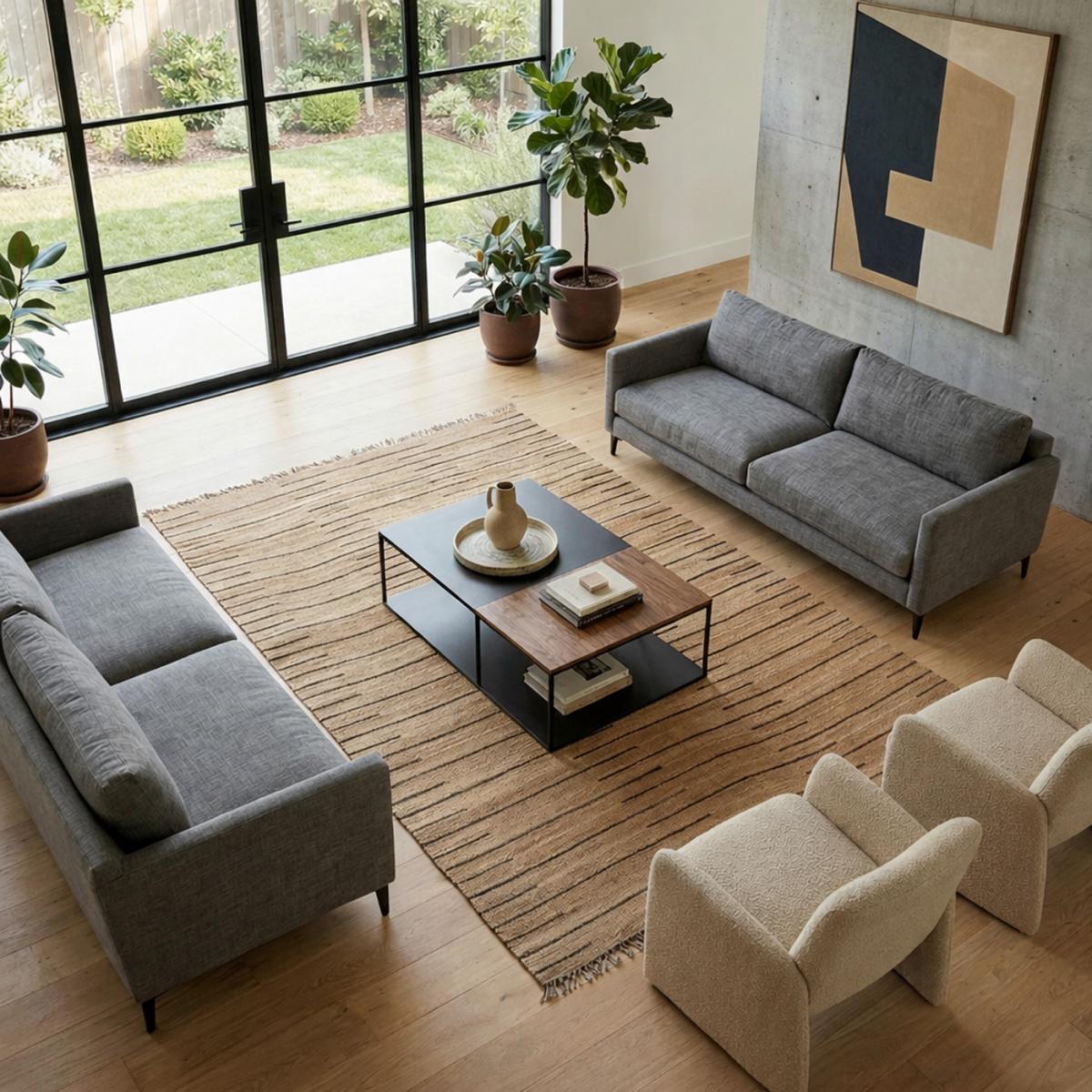 Tapis jute fait main motif simple TASNIM — vue 3