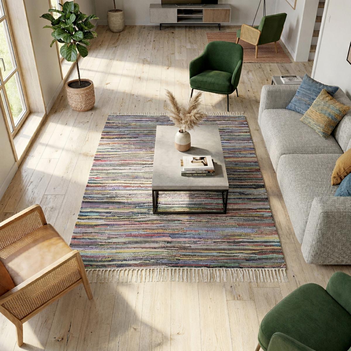 Tapis kilim tissé en coton motif ethnique TIMULTI — vue 3