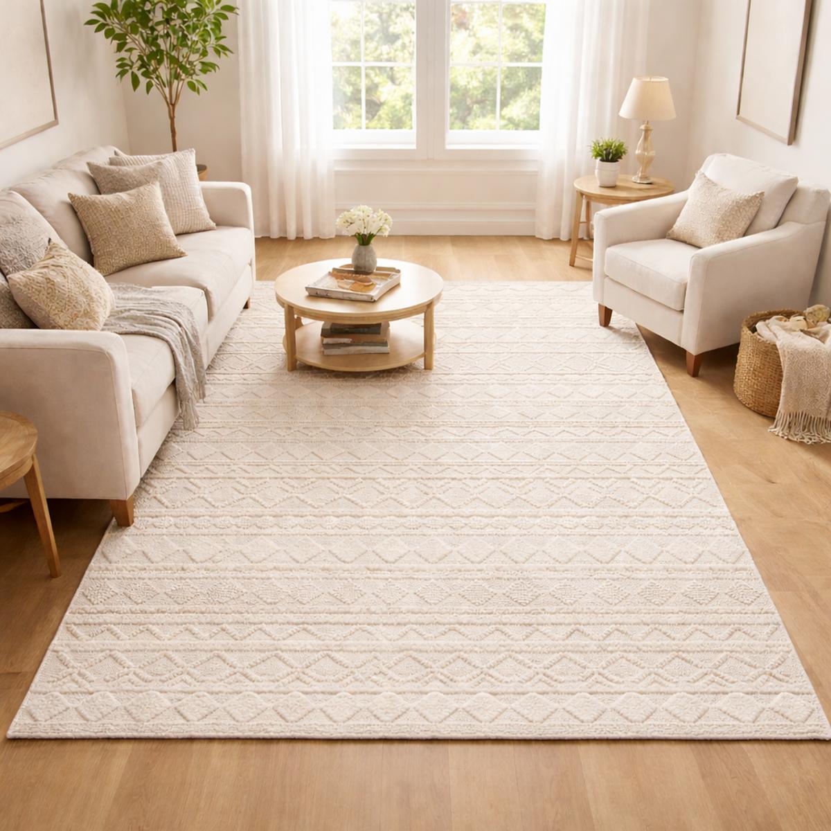 Tapis salon et chambre tissé en laine motif scandinave TINCA — vue 3