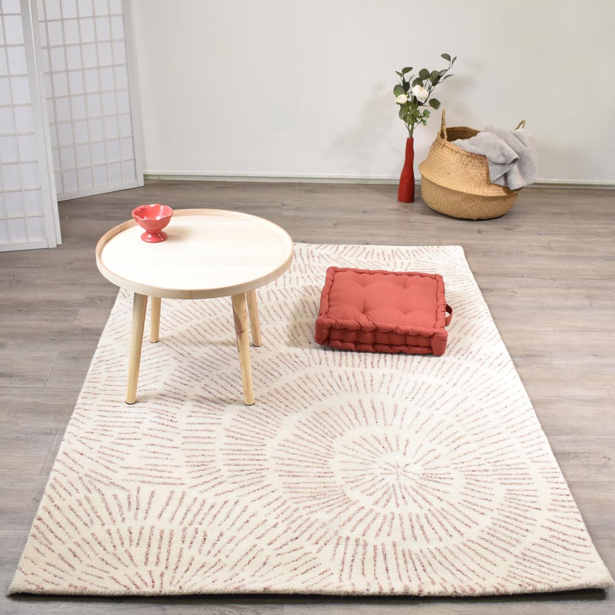 Tapis salon et chambre fait à la main en laine motif faux uni — vue 3
