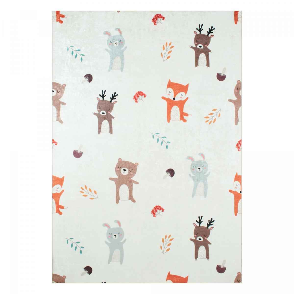 Tapis enfant tissé motif animaux FORET