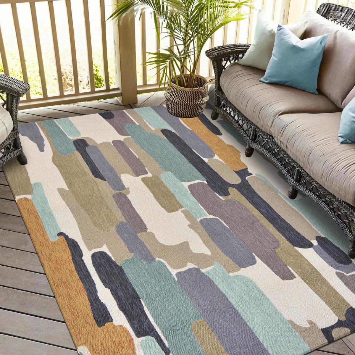 Tapis extérieur tissé kilim rectangle TRATTINO — vue 3