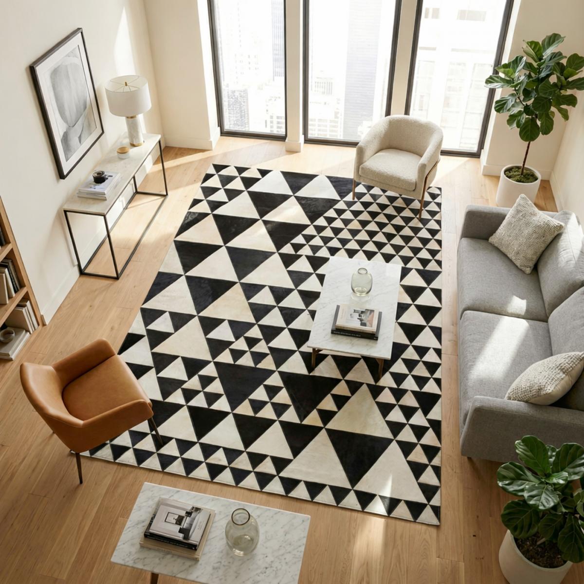 Tapis en peau de vache kilm TRIBLACK, fait à la main — vue 3