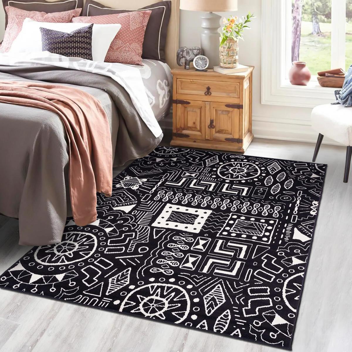 Tapis chambre tissé motif ethnique LYN1 MOTIF — vue 3