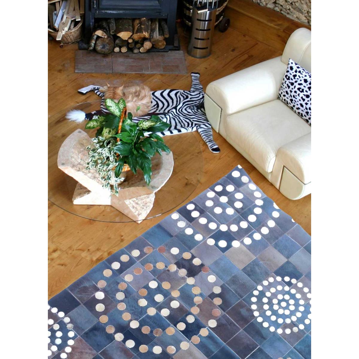 Tapis peau de vache CUIR 4, kilim fait main — vue 6
