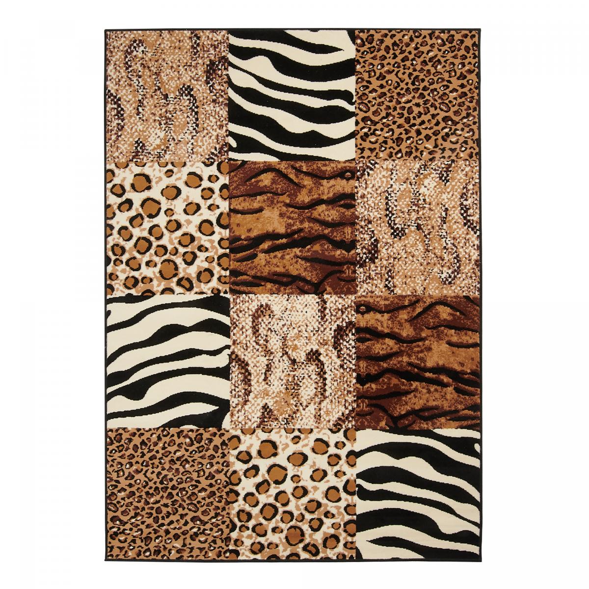 Tapis salon et chambre tissé motif animaux LYN1 SAVANA