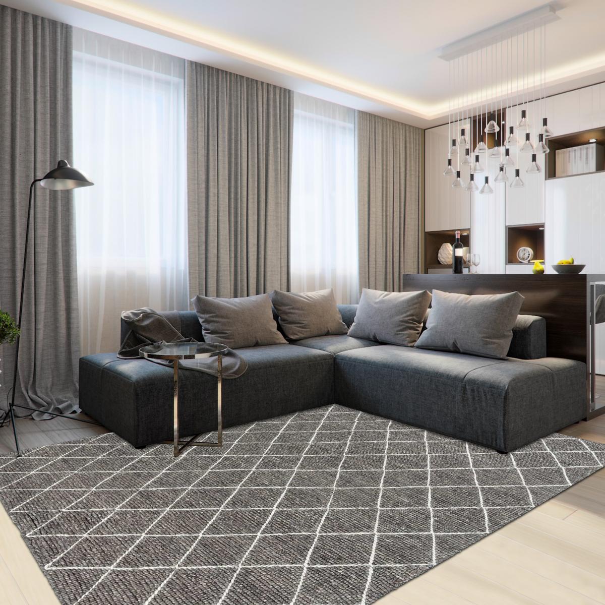 Tapis salon fait main en laine motif scandinave — vue 3