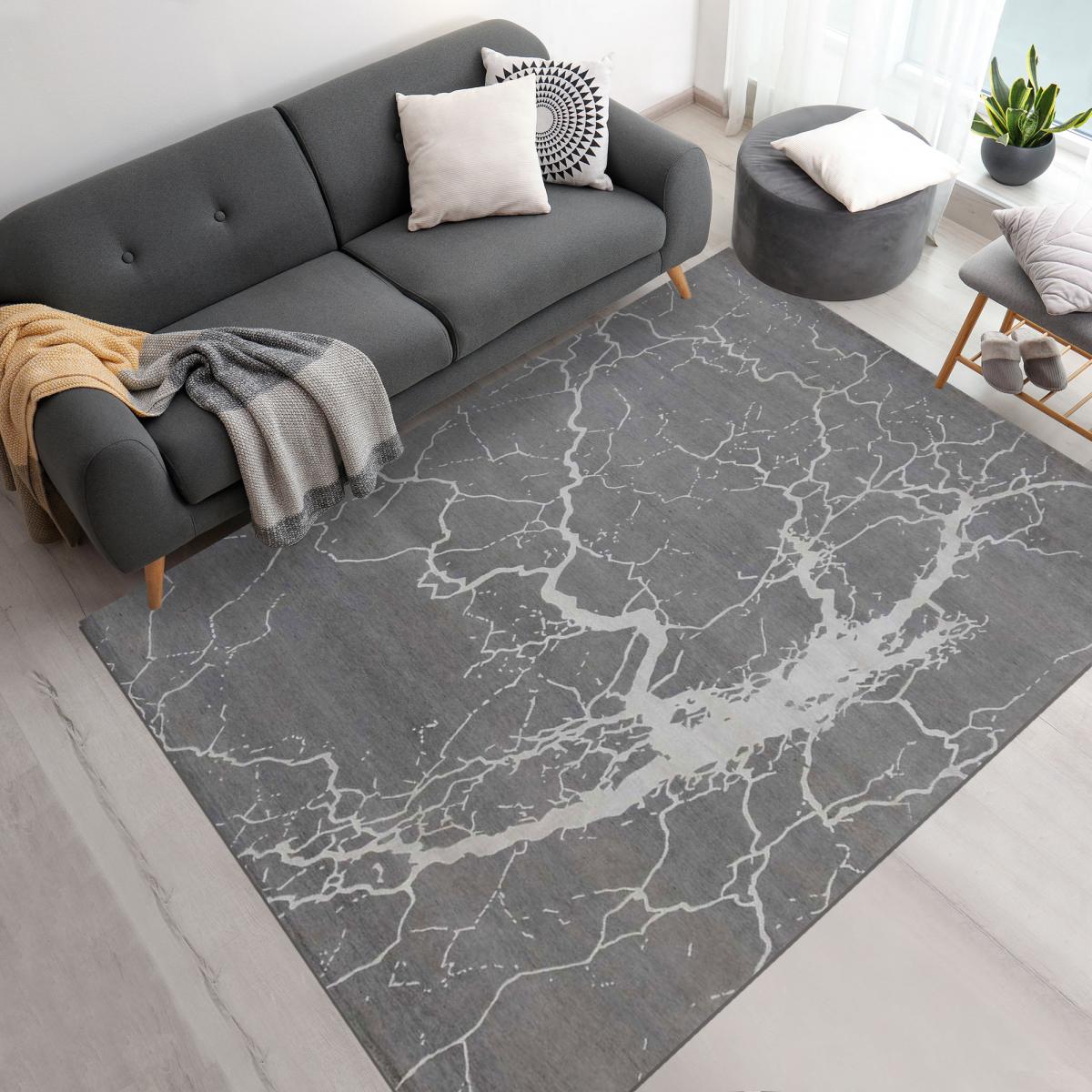 Tapis salon et chambre fait main en laine motif abstrait FUSION 2 — vue 3